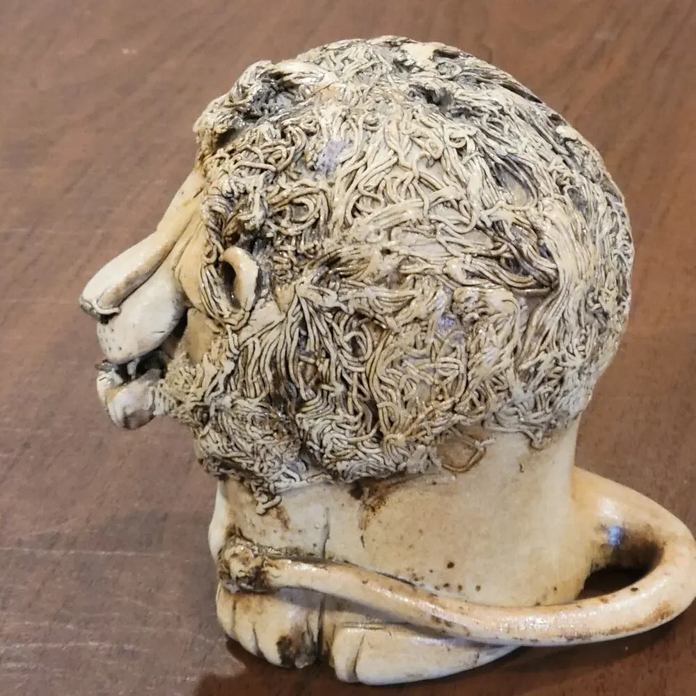 Vintage  Natalie Surving Ceramic Lion Head Sculpture @1979